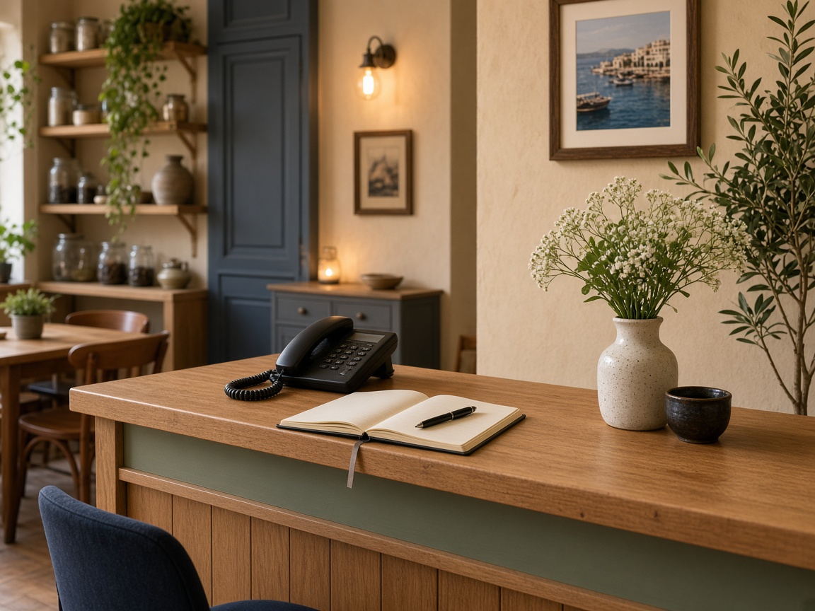 Contact desk at Silent Anchor Atelier in Thessaloniki